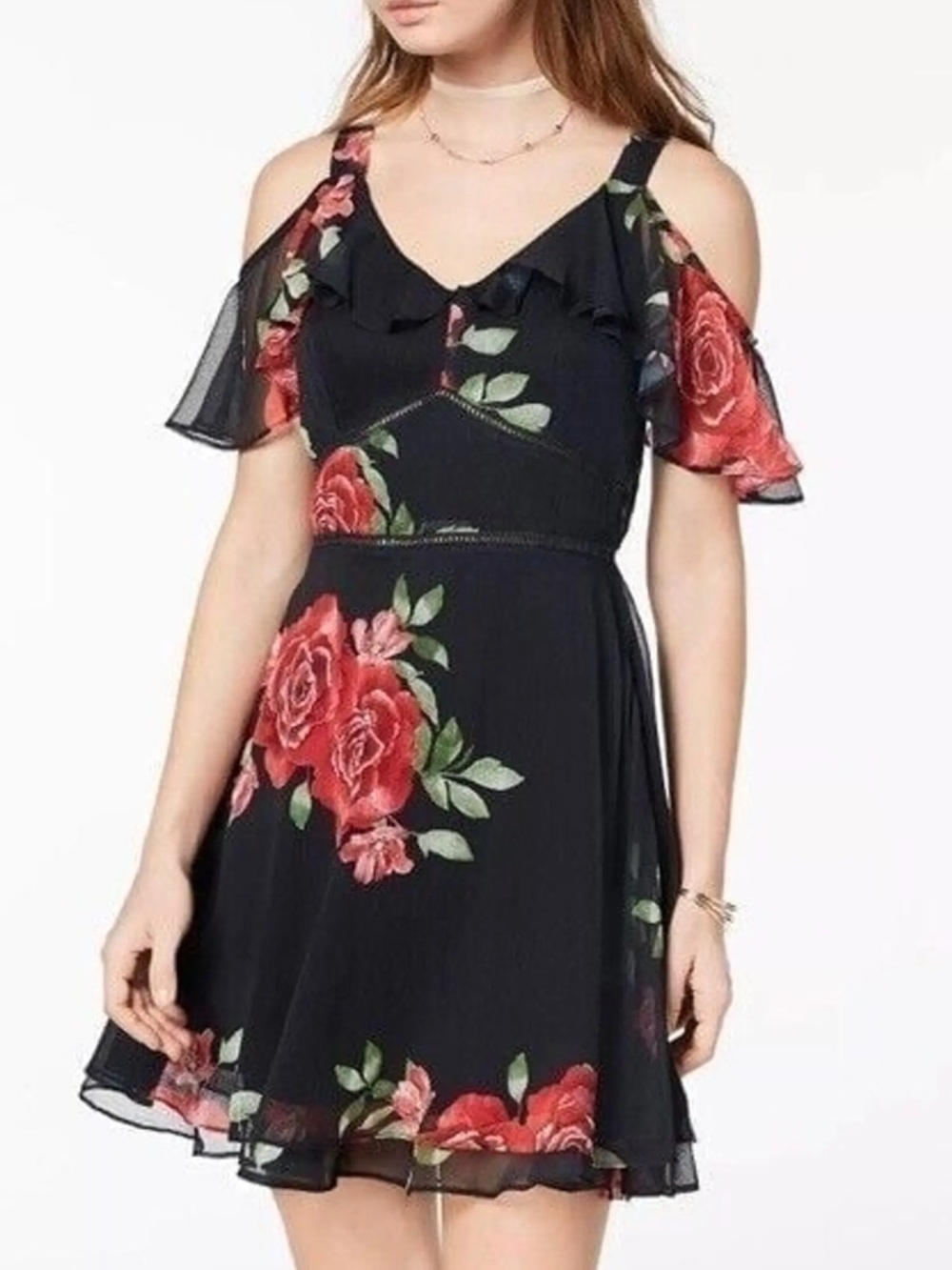 Disney Princess Juniors Cold Shoulder Fit & Flare Dress XS